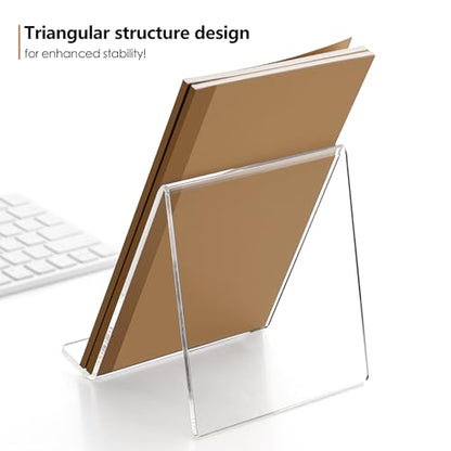2 Pack Acrylic Book Display Holder, 6x9 inch A5 Letter Size, Clear Easel Base Stand Vinyl Record Rack for Display Album, CD, Magazine, Postcard, Picture, Plate, LP Cover, Artworks, Phone, Tablet