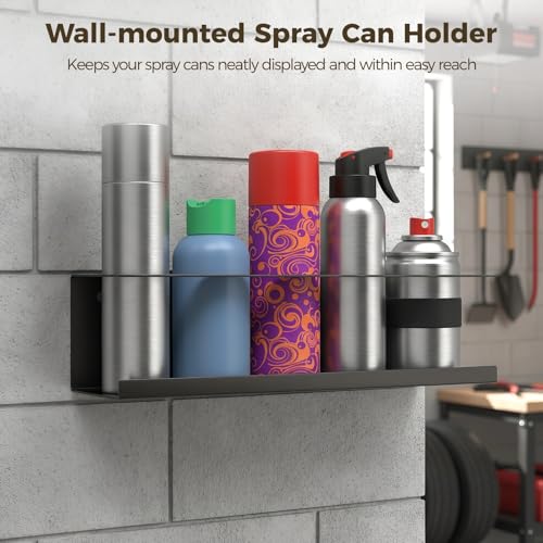 4 Pcs Spray Can Holder Organizers, 5-can Wall-Mounted Aerosol Can Storage Racks with 3" Openings, Heavy-Duty Metal Paint Bottle Organizers for Garage, Shop, Utility Room
