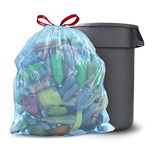 Glad Trash Bags, Large Drawstring Garbage Bags, 30 Gallon Blue Trash Bags for Large Kitchen Trash Can or Recycling, 28 Count - Packaging May Vary