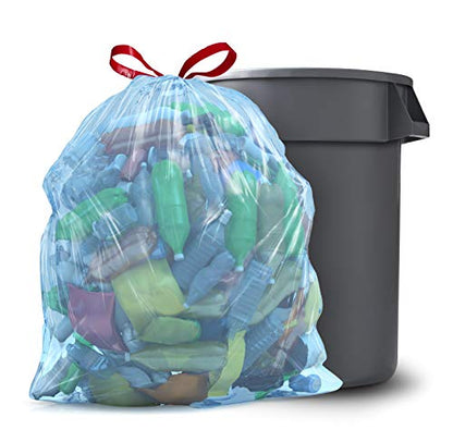 Glad Trash Bags, Large Drawstring Garbage Bags, 30 Gallon Blue Trash Bags for Large Kitchen Trash Can or Recycling, 28 Count - Packaging May Vary