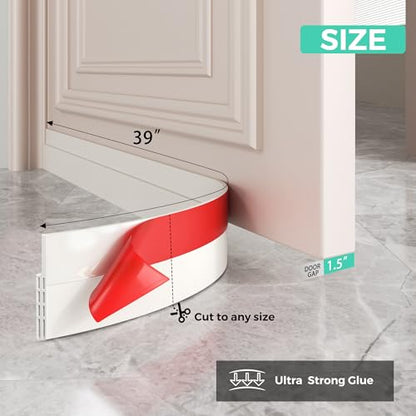 Hojoy Under Door Draft Stopper, Door Weather Stripping Door Seal, 2 Pack | Cuttable strong adhesive silicone door draft stopper for blocking air loss, noise, dust and bug with installation tips