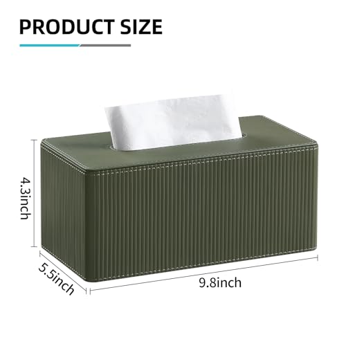 PU Leather Tissue Box Cover Rectangle Tissue Box Holder Rectangular | Magnetic Bottom, Decorative Modern Design, Aesthetic Stripes, For Bathroom, For 120(3-Ply)/160(3-Ply) Tissue Box