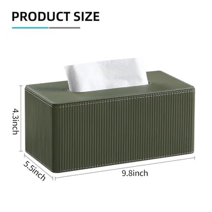 PU Leather Tissue Box Cover Rectangle Tissue Box Holder Rectangular | Magnetic Bottom, Decorative Modern Design, Aesthetic Stripes, For Bathroom, For 120(3-Ply)/160(3-Ply) Tissue Box