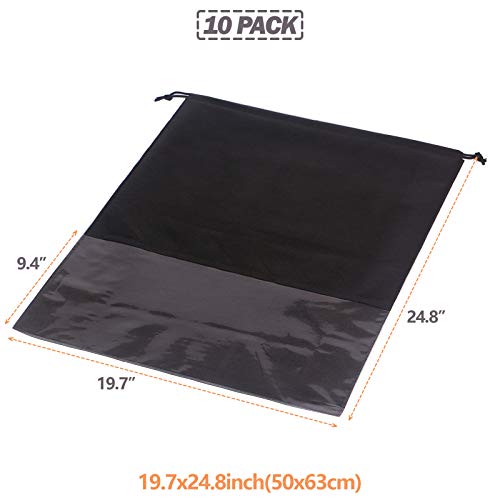 10 Pack Jumbo Non-Woven Fabric Dustproof Drawstring Dust Covers Large Cloth Storage Pouch String Bag for Handbags Purses Shoes Boots