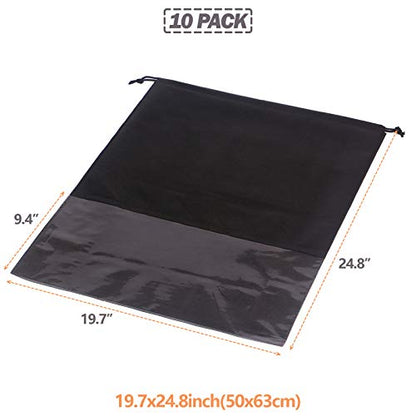 10 Pack Jumbo Non-Woven Fabric Dustproof Drawstring Dust Covers Large Cloth Storage Pouch String Bag for Handbags Purses Shoes Boots