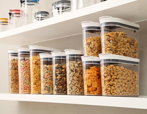 Felli Cereal Container Storage Airtight Holds 32 oz Family Size Breakfast Box with Flip Top Lid, Stackable Acrylic Dry Food Dispenser, Protein Granola Oats Grains, Crunch Keeper (Large 4.1Qt - 2pk)