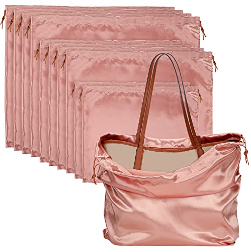 10 Pcs Dust Bags for Purses and Handbags Silk Dust Cover Bag for Handbags Purses Shoes Boots Silk Drawstring for Storage, 3 Sizes(Pink)