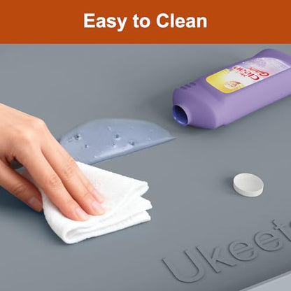 ukeetap 19" x 25" Extra Thick Silicone Mat Waterproof with Raised Edge, Under Sink Mat for Kitchen & Bathroom, Kitchen Cabinet Liner, Multi-Purpose for Storage & Protection, Gray