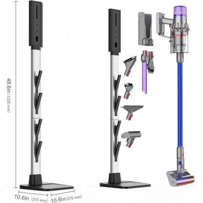 Vacuum Stand for Dyson, Compatible with V15/V12/V10/V9/V8/V7/V6/G5, Aluminum + Plastic Material, Adjustable Height, with Hidden Cord Management