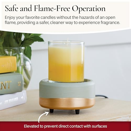 Candle Warmers ETC 2-in-1 Candle and Fragrance Warmer for Warming Scented Candles or Wax Melts and Tarts with to Freshen Room, Midas