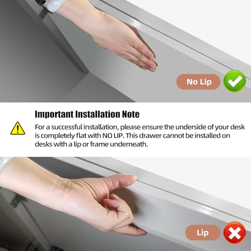 2Pcs Under Desk Storage Drawers Slide Out,Large&Medium,Stick On Drawers,Under Desk Organizer Hidden Under Table Drawer for Home Office School Organization and Storage-Clear White
