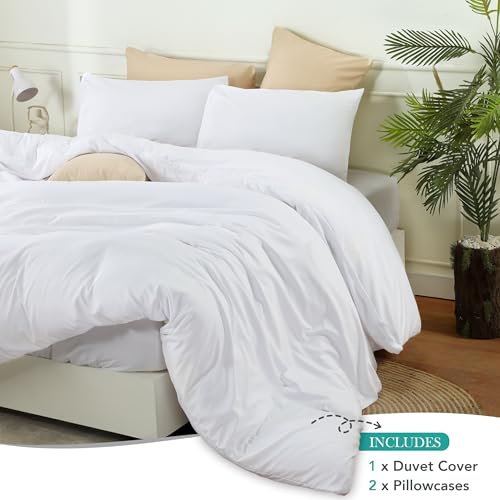 Utopia Bedding Duvet Cover Set with Pillowcases - 3 Pieces Bedding Duvet Cover with Zipper Closure - 1 Duvet Cover with 2 Pillowcases - Soft Brushed Microfiber (Queen, White)