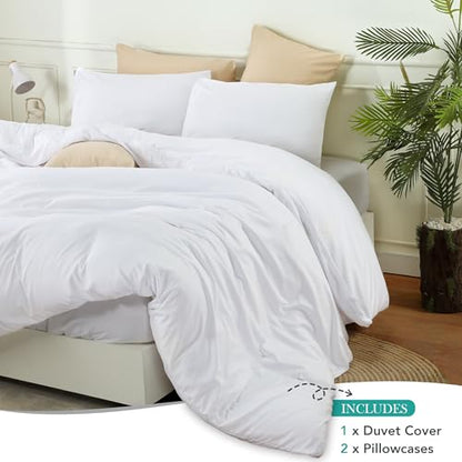 Utopia Bedding Duvet Cover Set with Pillowcases - 3 Pieces Bedding Duvet Cover with Zipper Closure - 1 Duvet Cover with 2 Pillowcases - Soft Brushed Microfiber (Queen, White)