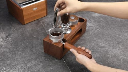 espresso tamping station called Coffee Tamper Station Fit 51 to 54mm Espresso Accessories The tamper holder Or organizer station Adjustable Portafilters Stand Height (7 IN 1)