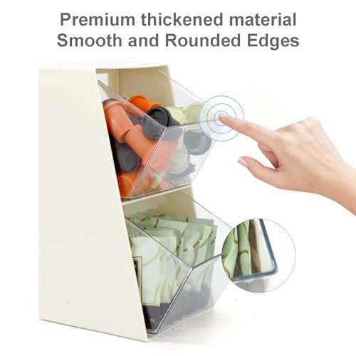 Bokelai 2 Pack Coffee Pod Holder K Cup Storage Organizer for Home Office Bar Countertop Organiser Bins for Coffee Station Counter Container for Tea bag Sugar Creamer Filter White