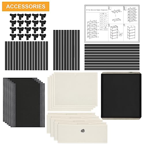 Fabric Storage Chest, Drawer Clothes Organizer - 4... (Off White)