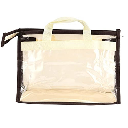 18 Pack 3 Sizes Clear Handbag Storage, Clear Purse Protector Bag with Zipper and Handle Purse Storage Dust Bags for Closet, Beige and Transparent