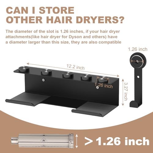 Hair Dryer Holder for Shark FlexStyle, Wall Mount with Cord Hanger | Organizer for curling wand, curlers, brushes, diffuser and attachments; space-saving accessory storage for bathroom use