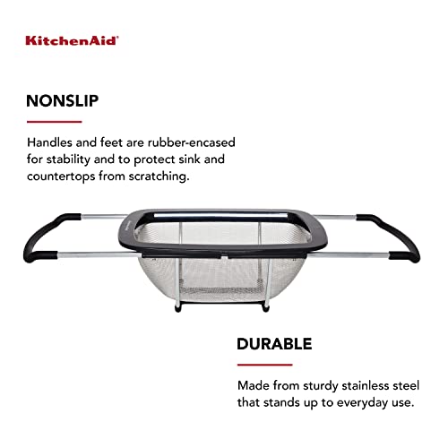 KitchenAid Expandable Stainless Steel Colander, Black
