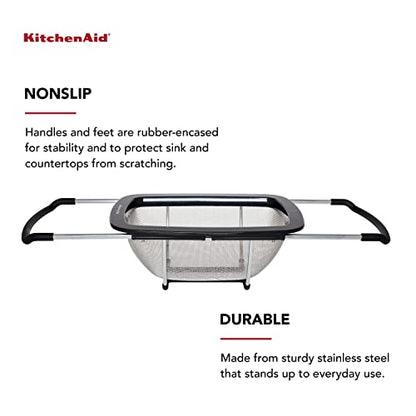 KitchenAid Expandable Stainless Steel Colander, Black