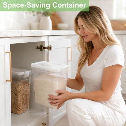 Rice Storage Container 10-15 Lbs, Airtight Flour Dry Food Bin with Scoop