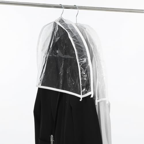 18 Pack Clear Shoulder Covers with 2" Gusset, 24" Wide x 12" High, Vinyl Dust Protectors for Hanging Clothes, Suits, Coats, Dresses, Closet Organizer