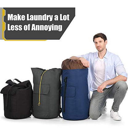 Backpack Laundry Bag, 115L Heavy Duty Extra Large College Laundry Backpack, Dirty Clothes Bag with Shoulder Straps, Laundry Hamper Bag with Drawstring Closure for College Dorm, Apartment Black