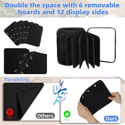Patch Display Case, 6-Page (12-Side) Flip-Page Patch Book Storage Bag for Military, Police and Velcro Patches, Dustproof Tactical Nylon Patch Organizer with Transparent Front (Black, 12.5x10in)