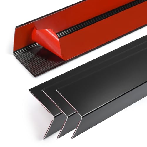 4PCS 45" Black Metal Corner Protectors, Aluminum Self Adhesive Corner Guards, Metal Wall Edge Protector Strip, Furniture Corner Protectors, Wall Cabinet Baseboard Decoration 45" x 1"