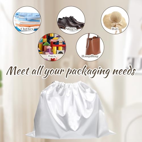 SHENLIU 10Pcs Dust Bags for Handbags, Dust Cover Bag for Handbags Purses Shoes Boots, Silk Dustproof Drawstring Bag Travel Storage Pouch (White, 19.6 × 15.7 in)