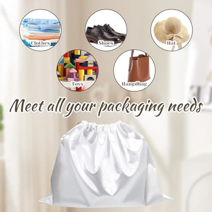 SHENLIU 10Pcs Dust Bags for Handbags, Dust Cover Bag for Handbags Purses Shoes Boots, Silk Dustproof Drawstring Bag Travel Storage Pouch (White, 19.6 × 15.7 in)