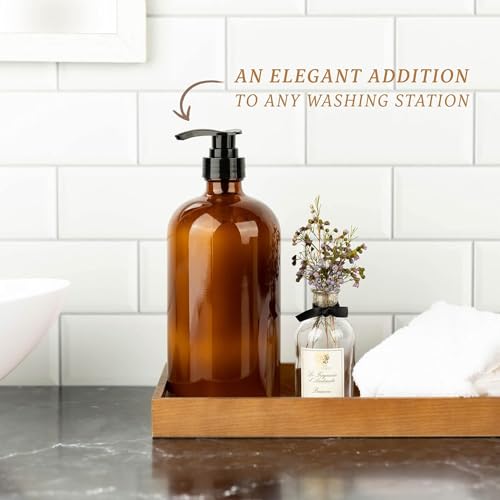 32 Ounce Glass Large Soap Dispenser - Refillable Shampoo and Conditioner Bottle with Pump for Shower and Bath - 1 Liter Shower Bottle- by Kitchentoolz