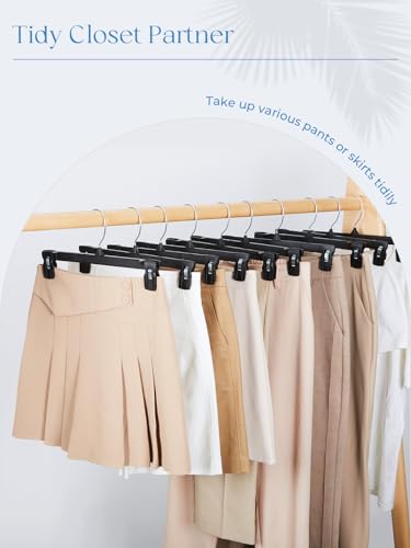 Smartor Black Pants Hangers 30 Pack, Plastic Hangers with Clips, 12 Inch | Versatile Bottom Hangers for Skirts, Shorts, Jeans and Trousers; Non-Slip Clips and Swivel Hooks Organize Everyday Closets