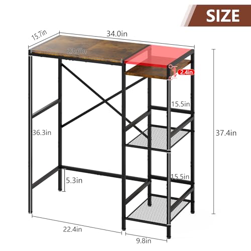 Mini Fridge Stand with Storage Shelves Dorm Microwave Stand Reversible | Wine Cabinet, Coffee Bar, TV Stand, Bakers Rack, Beverage Refrigerator Table Adjustable for Kitchen Office Rustic Brown