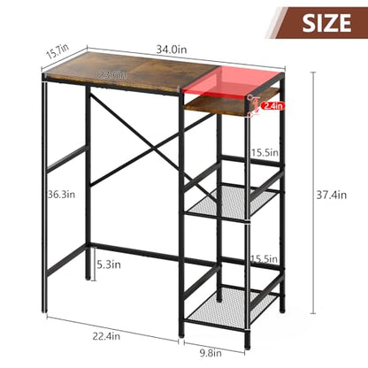 Mini Fridge Stand with Storage Shelves Dorm Microwave Stand Reversible | Wine Cabinet, Coffee Bar, TV Stand, Bakers Rack, Beverage Refrigerator Table Adjustable for Kitchen Office Rustic Brown