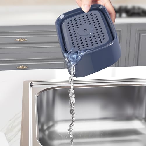 Dish Soap Dispenser with Sponge Holder for Kitchen, Navy Blue | 2 in 1 Countertop Soap Pump Dispenser for Sink, Countertop, Dish Cleaning, 17 Ounces
