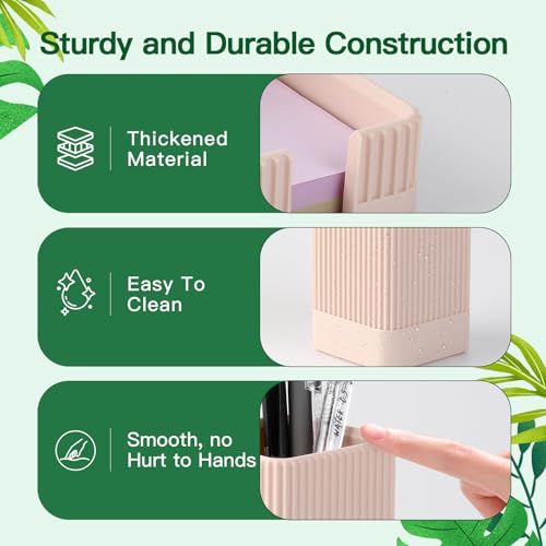 Aesthetic Desk Organizers and Accessories Set of 3 with Pen Holder,Paperclip Holder,Sticky Note Holder - Durable Plastic Pencil Holder for Office Women Men-Teacher Appreciation/Back-to-school Gift
