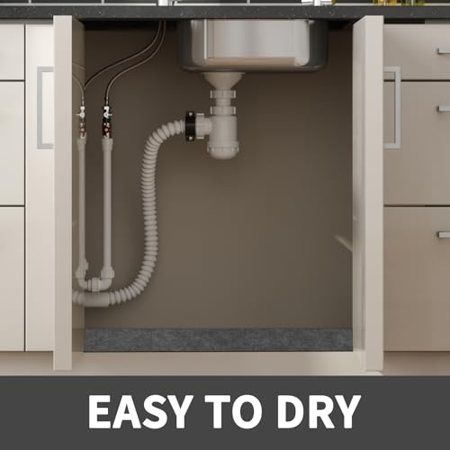 Under The Sink Mat,Cabinet Mat – Absorbent/Waterproof – Protects Cabinets, Premium Shelf Liner, Contains Liquids,Washable(24in x 36in)