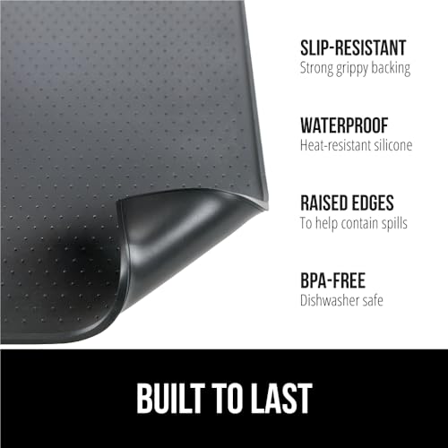 GORILLA GRIP Silicone Coffee Mat, Espresso Machine Bar Accessories, Keep Kitchen Counters Clean, Stays in Place, Waterproof and Heat Resistant Dish Drying Mats, Home Decor Essentials, 11.5x18.5, Black