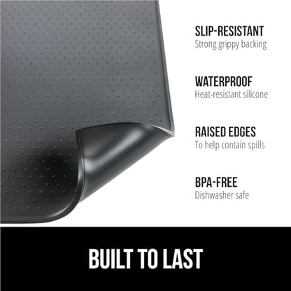 GORILLA GRIP Silicone Coffee Mat, Espresso Machine Bar Accessories, Keep Kitchen Counters Clean, Stays in Place, Waterproof and Heat Resistant Dish Drying Mats, Home Decor Essentials, 11.5x18.5, Black