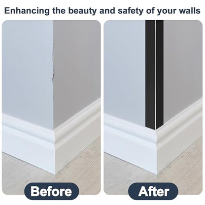 4PCS 45" Black Metal Corner Protectors, Aluminum Self Adhesive Corner Guards, Metal Wall Edge Protector Strip, Furniture Corner Protectors, Wall Cabinet Baseboard Decoration 45" x 1"