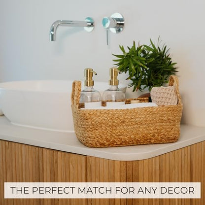 Beautiful Storage Basket Set of 4 - Natural Jute Rope Baskets for Shelves Are Perfect for Organizing Your Home - Quality Storage Bins Easily Fit With Any Nursery or Bedroom Decor