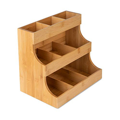 Theodore Tea Bag Organizer – Wooden Tea Organizer and Storage for Home, Kitchen, Office – 180 Tea Bag Holder - Vertical Display Tea Box. Also for Coffee Pods, Sugar, Sweeteners and Creamers.