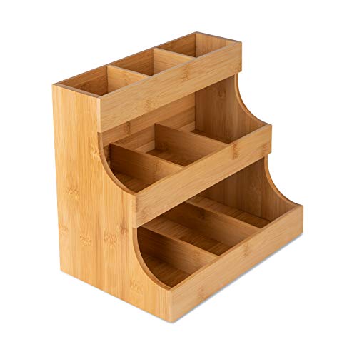 Tea Bag Organizer – Wooden Tea Organizer and Stora... (Brown | Bamboo)