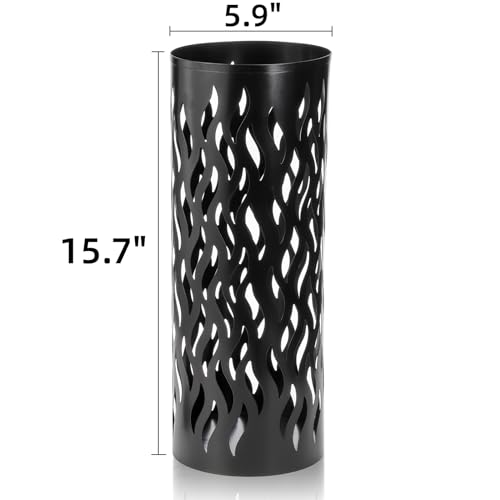 Noamus Metal Umbrella Holder, Umbrella Stand Rack for Entryway, Freestanding Rain Collection Umbrella Organizer, Round Canes Walking Stick Storage Bin for Home Office Decor, Black, 5.9"x5.9"x15.7"