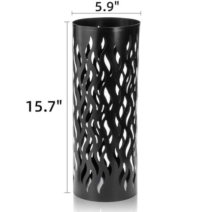 Noamus Metal Umbrella Holder, Umbrella Stand Rack for Entryway, Freestanding Rain Collection Umbrella Organizer, Round Canes Walking Stick Storage Bin for Home Office Decor, Black, 5.9"x5.9"x15.7"