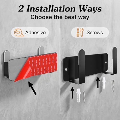 Bathroom Scale Holder Wall Mounted Pot Lid Holder, 304 Stainless Steel Multi-Functional Storage for Cutting Boards, Self-Adhesive & Screw Mounting, Kitchen Bathroom Organizer (Black)