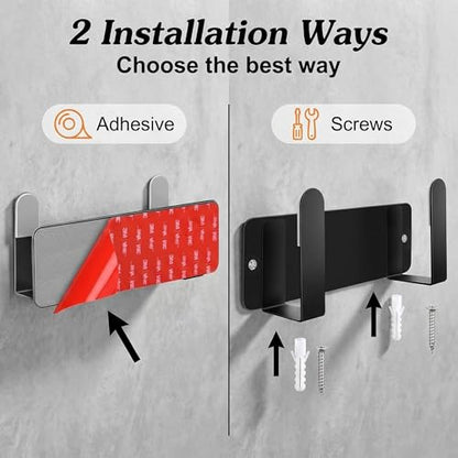 Bathroom Scale Holder Wall Mounted Pot Lid Holder, 304 Stainless Steel Multi-Functional Storage for Cutting Boards, Self-Adhesive & Screw Mounting, Kitchen Bathroom Organizer (Black)