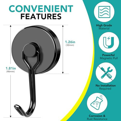 DIYMAG Magnetic Hooks,120LBS Heavy Duty 8 Pack 2026 Cruise Ship Essentials | Strong Magnets hook for Hanging Refrigerator Home Kitchen Office Grills Classroom