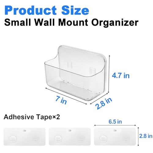 Wall Mount Organizer, 2Pc Small Adhesive Cabinet Door Organizer | Bathroom Shelf for Wall,No Drilling Hang Adhesive Shelf, with 3Pack Self Adhesive Tapes, for Bathroom, Kitchen, Living Room